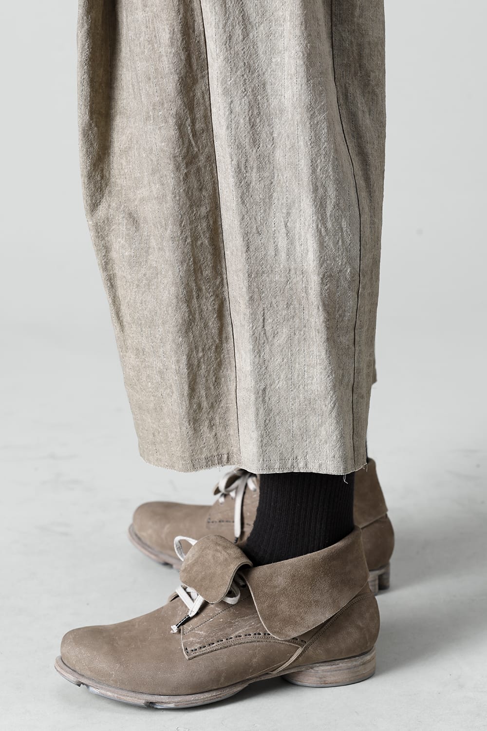 Baggy cropped pants cotton / linen cold dyed