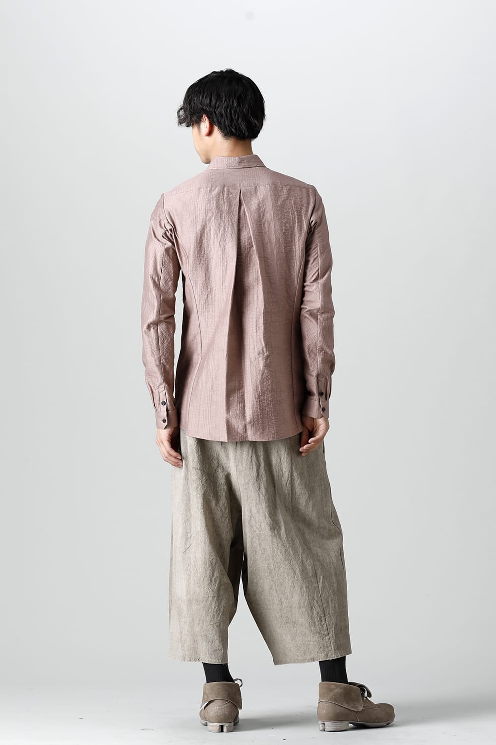 Baggy cropped pants cotton / linen cold dyed