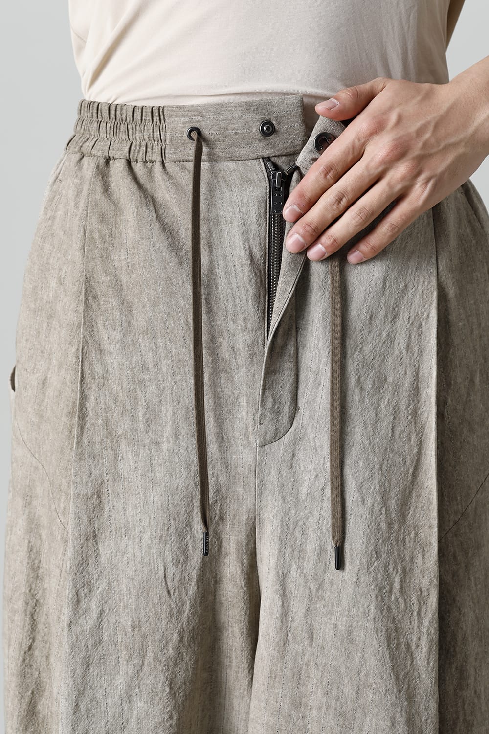 Baggy cropped pants cotton / linen cold dyed