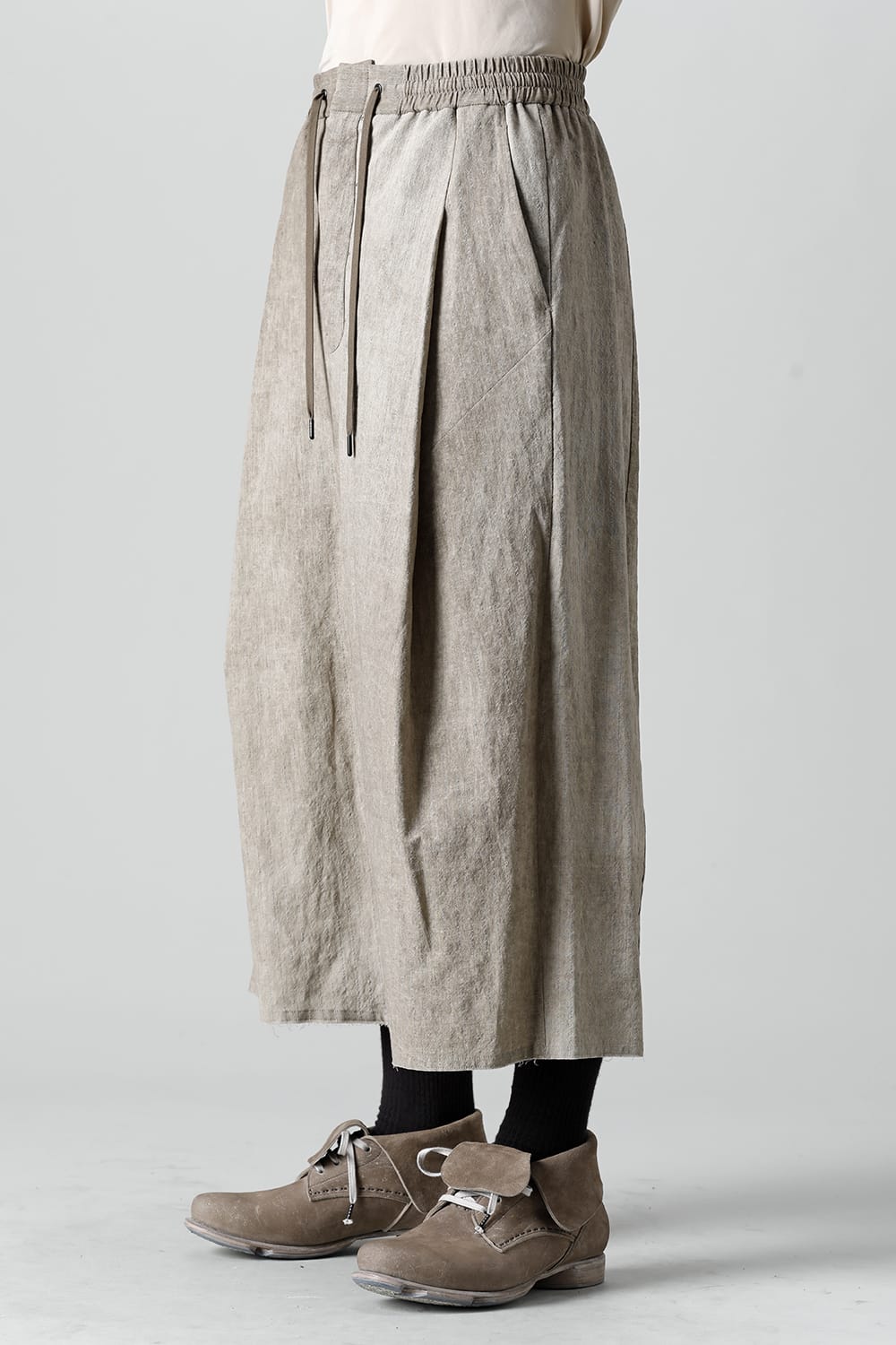 Baggy cropped pants cotton / linen cold dyed