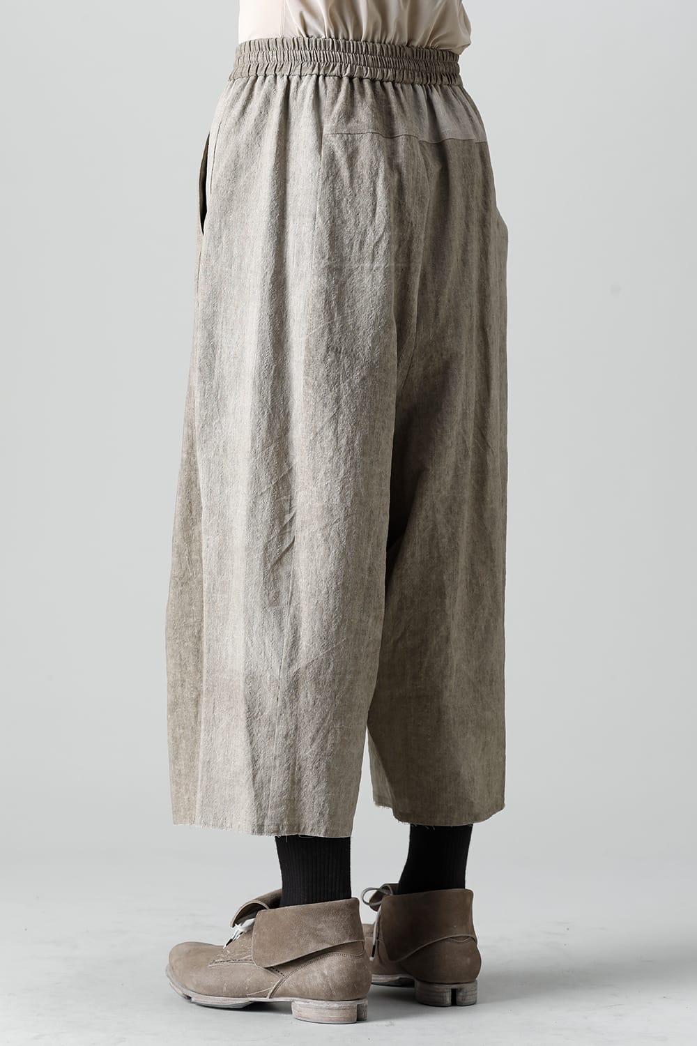 Baggy cropped pants cotton / linen cold dyed