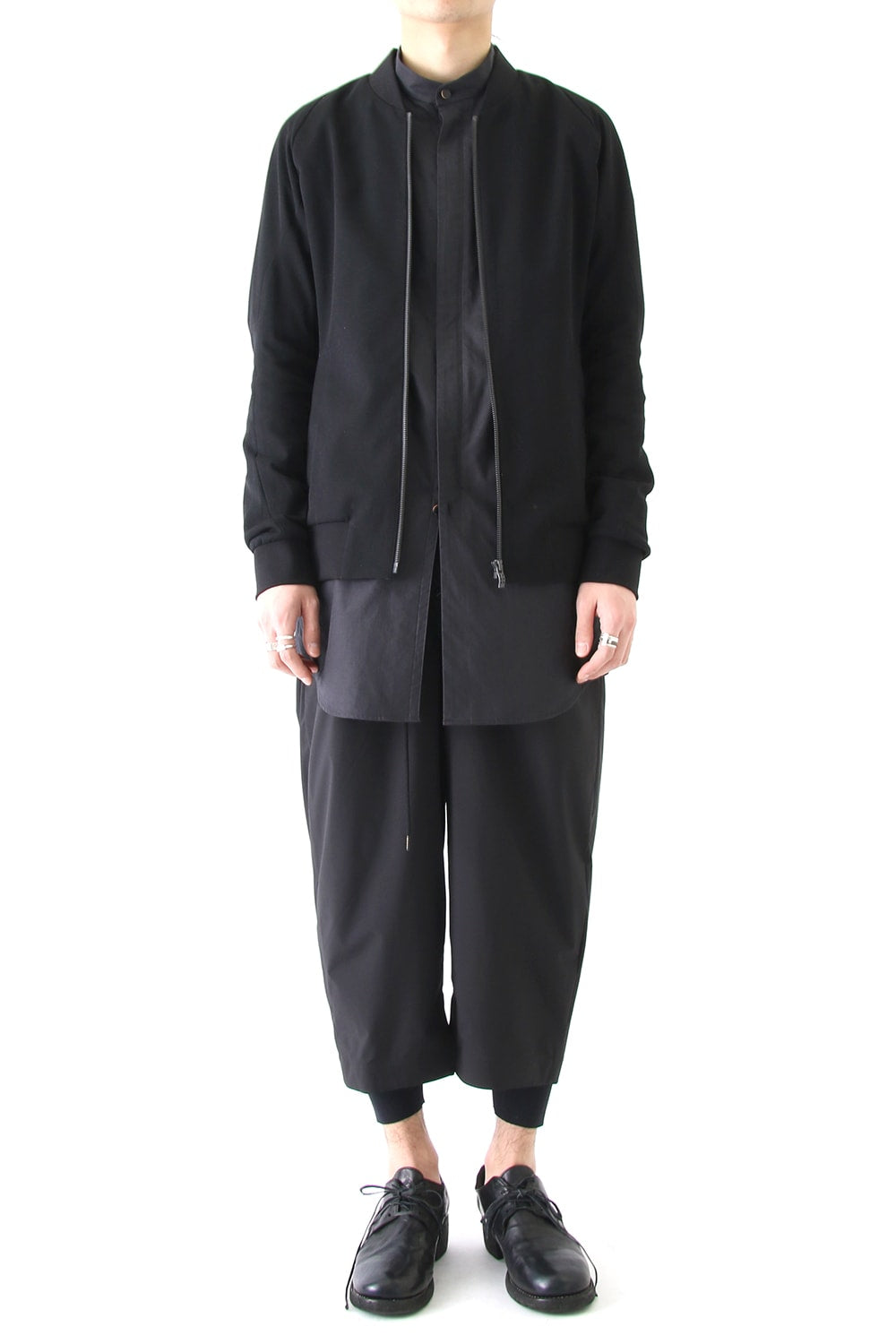 Layered Pants Breathing Polyester Black