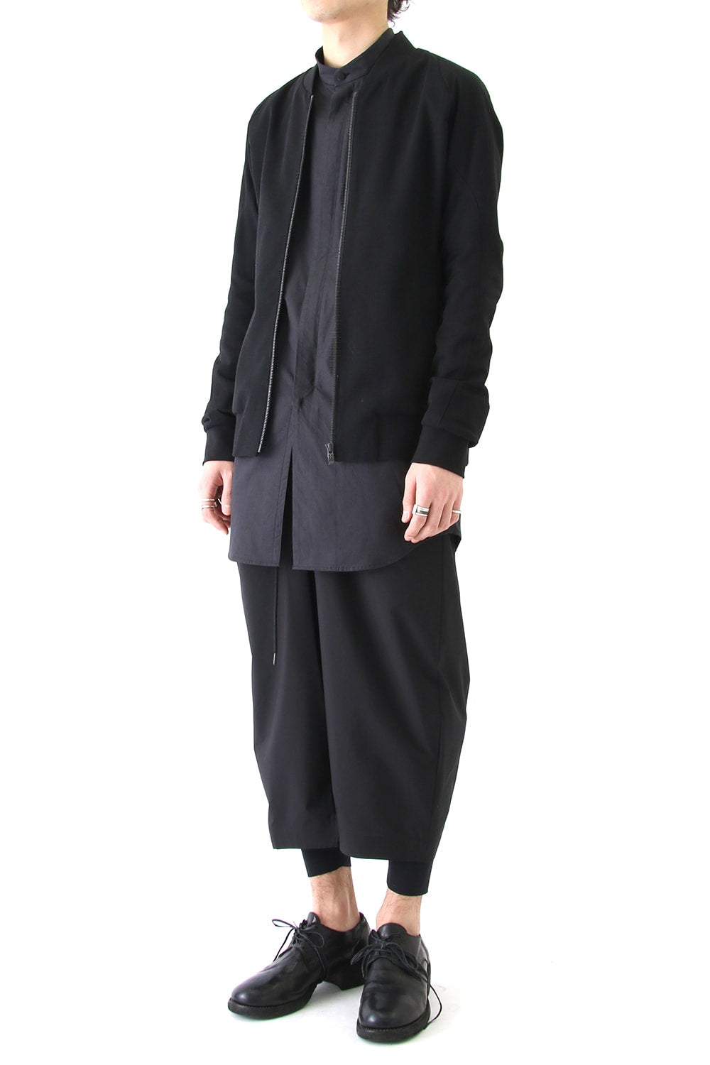 Layered Pants Breathing Polyester Black