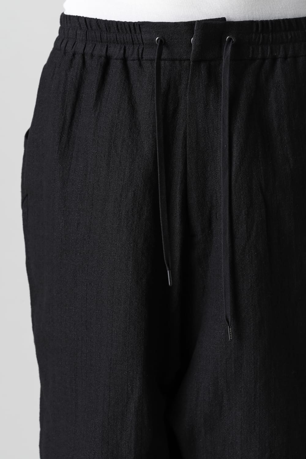 Drop crotch cropped pants cotton ramie shrink