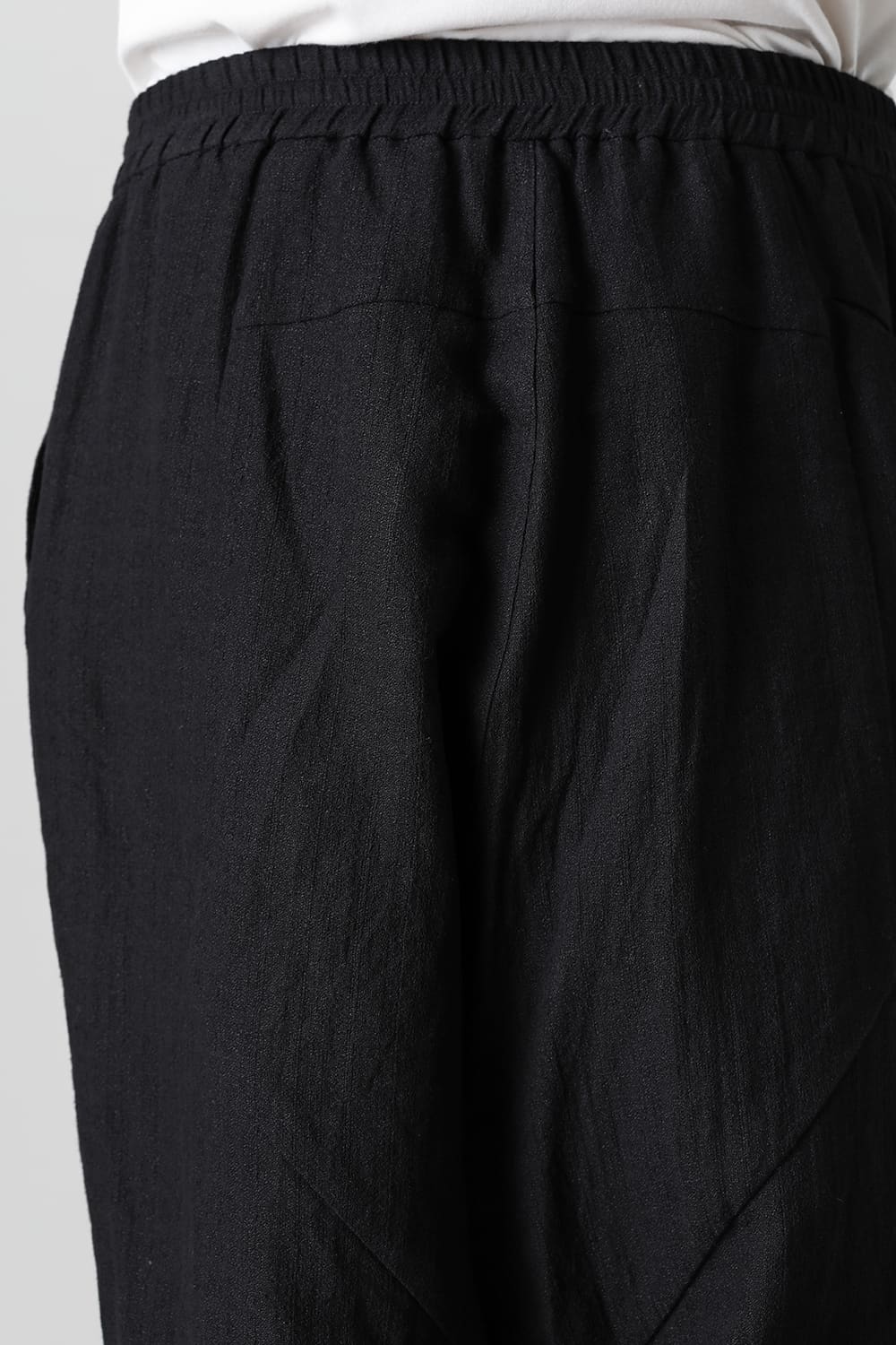 Drop crotch cropped pants cotton ramie shrink