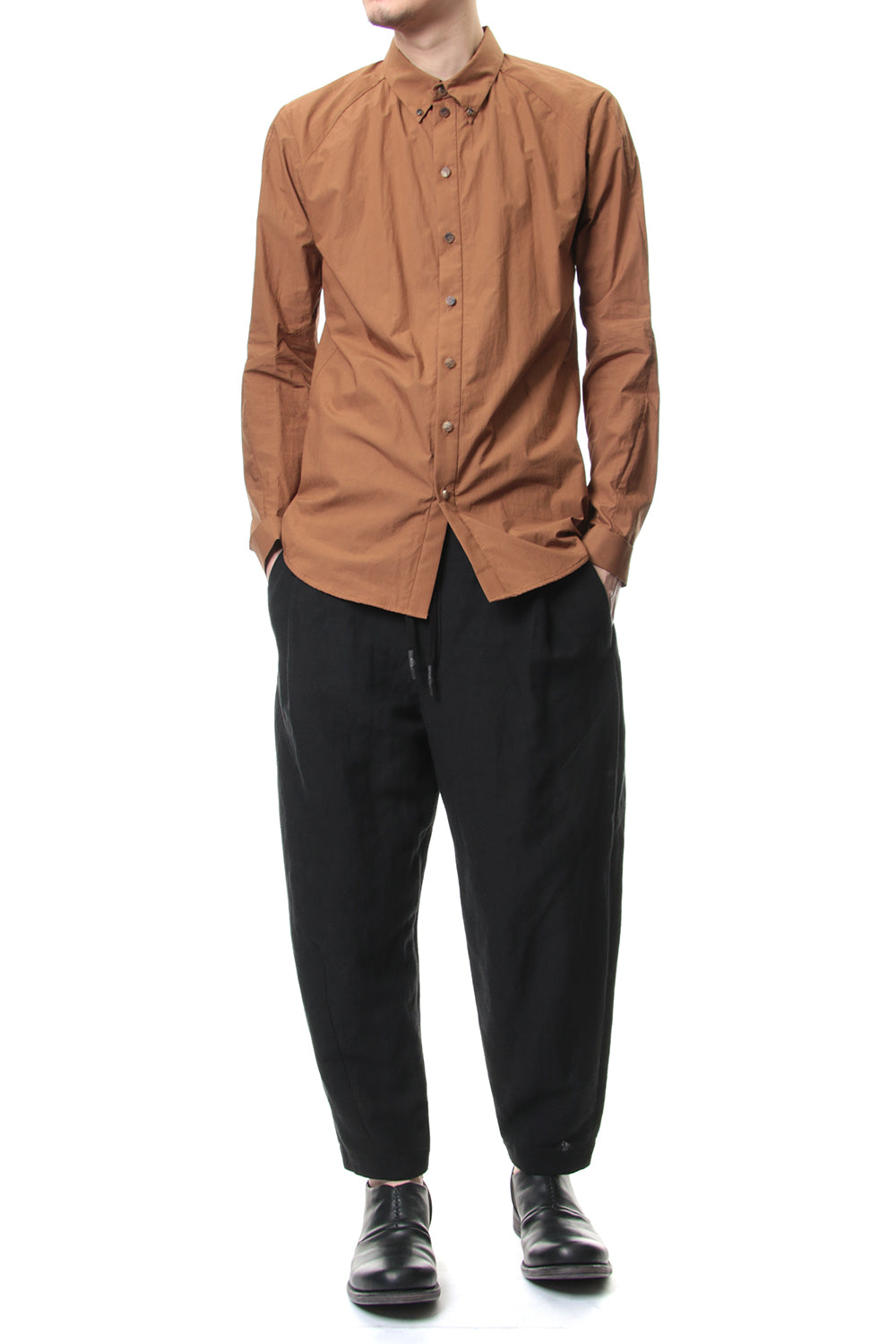 Cropped Pants Silk Linen Canvas Sand Blast Finish