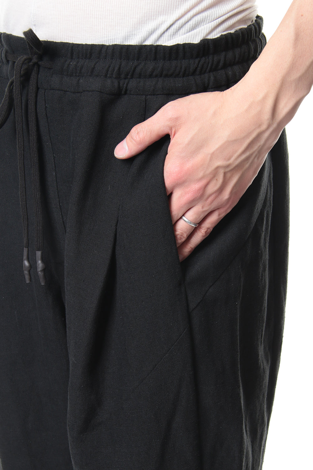 Cropped Pants Silk Linen Canvas Sand Blast Finish