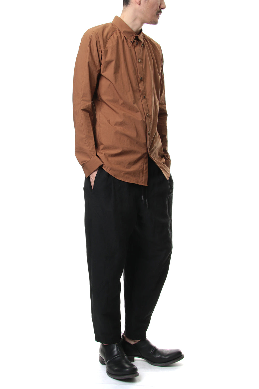 Cropped Pants Silk Linen Canvas Sand Blast Finish