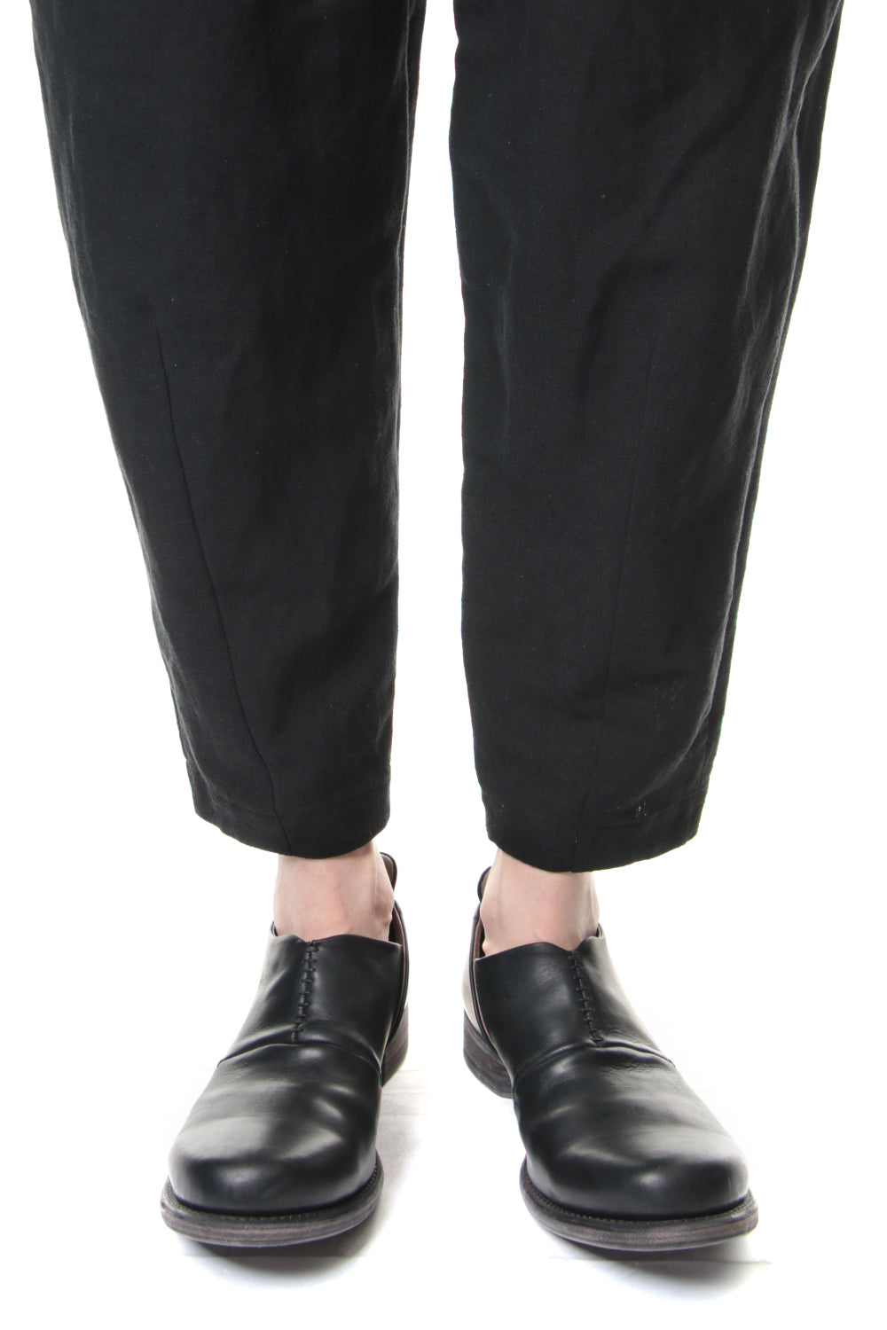 Cropped Pants Silk Linen Canvas Sand Blast Finish