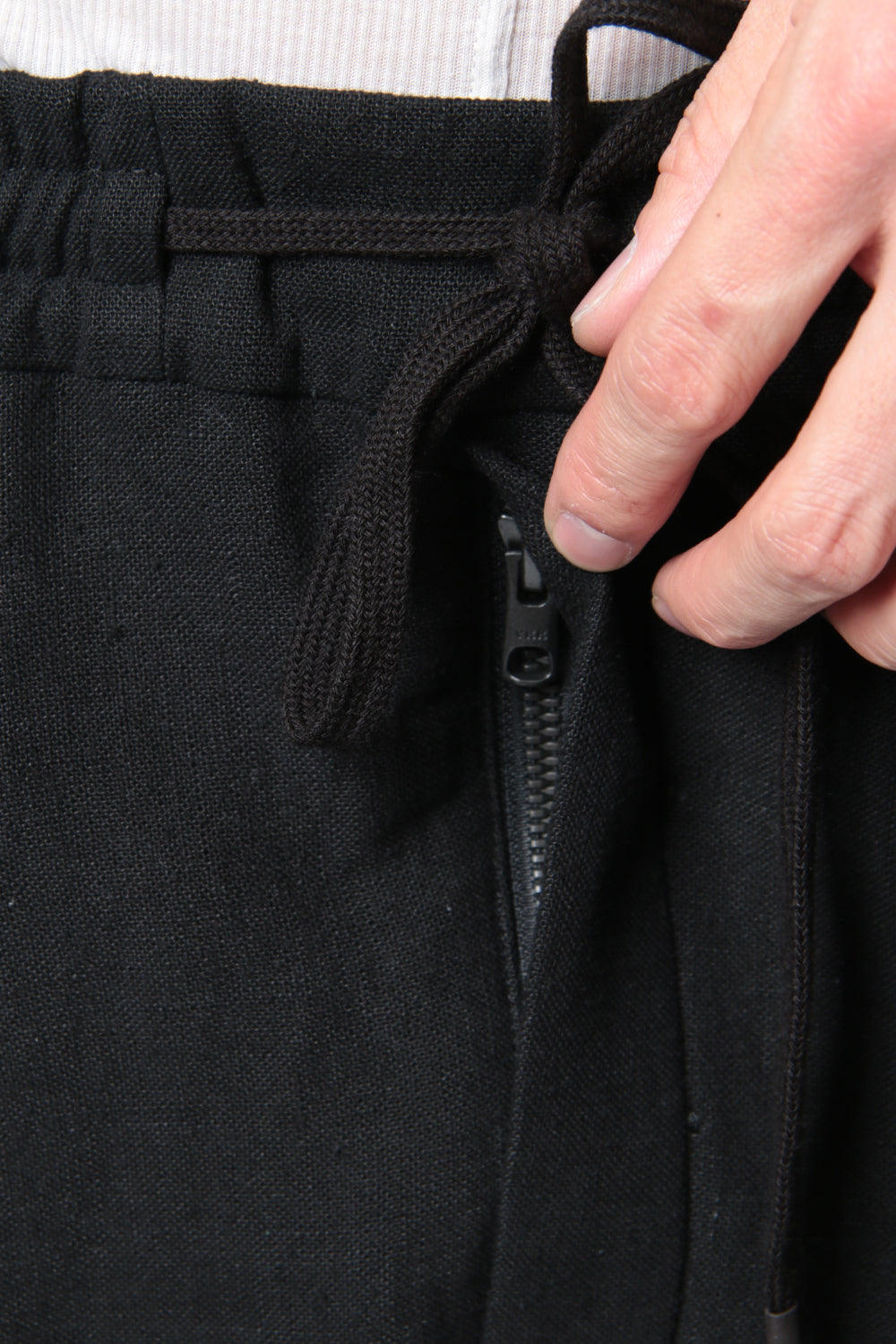 Cropped Pants Silk Linen Canvas Sand Blast Finish