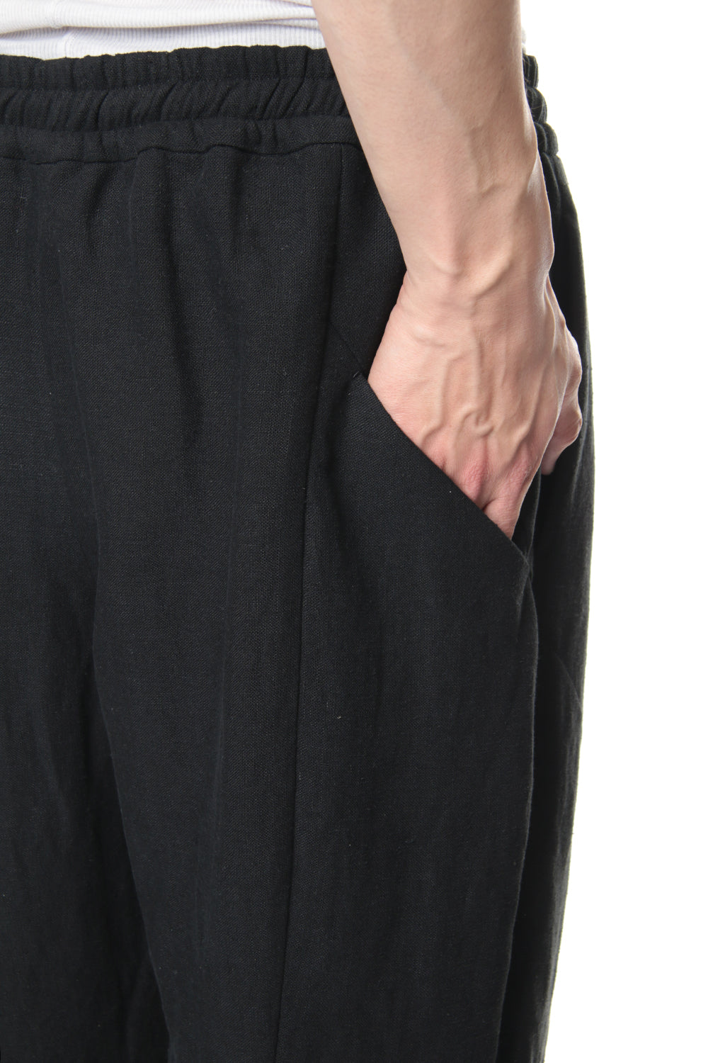 Cropped Pants Silk Linen Canvas Sand Blast Finish