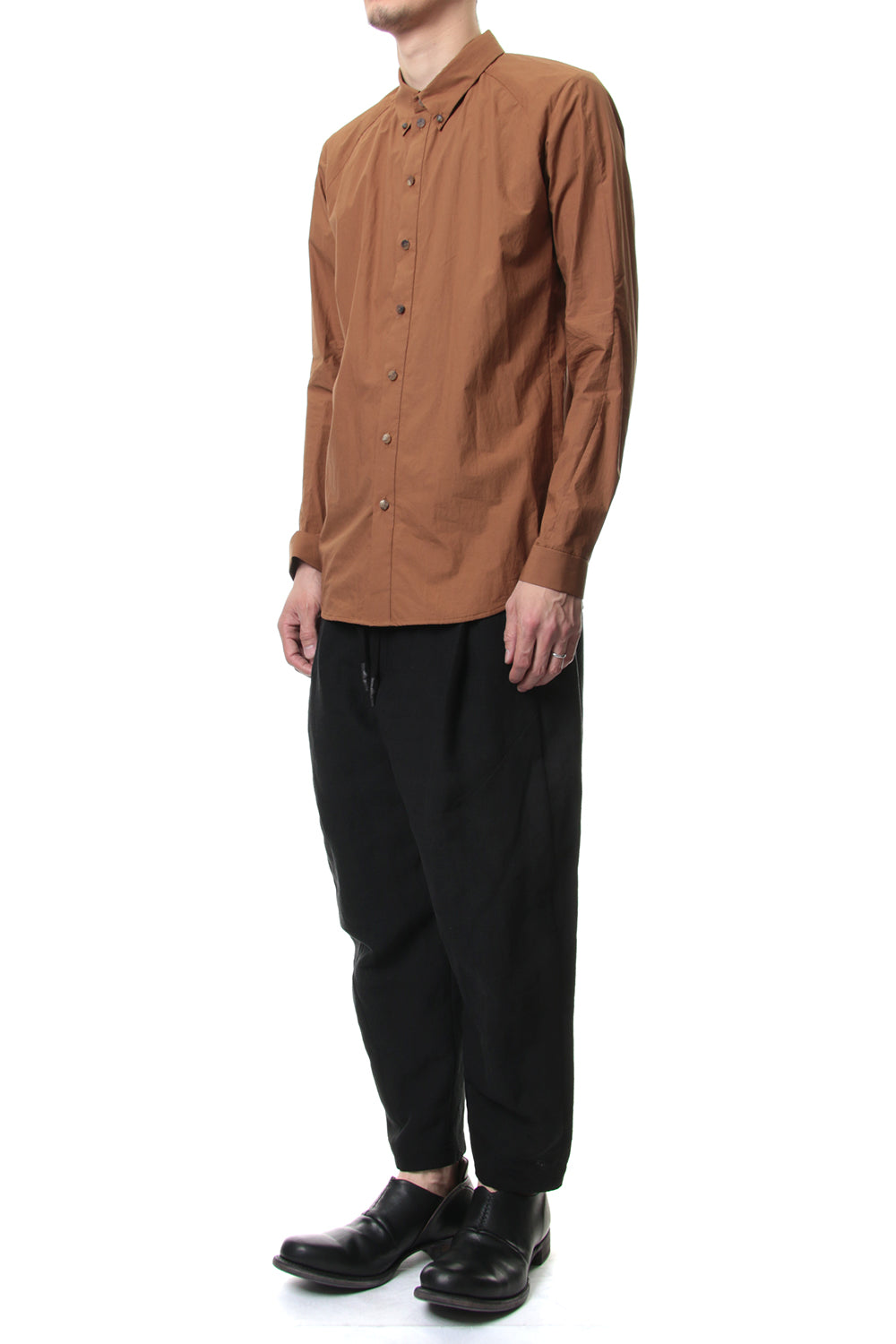 Cropped Pants Silk Linen Canvas Sand Blast Finish