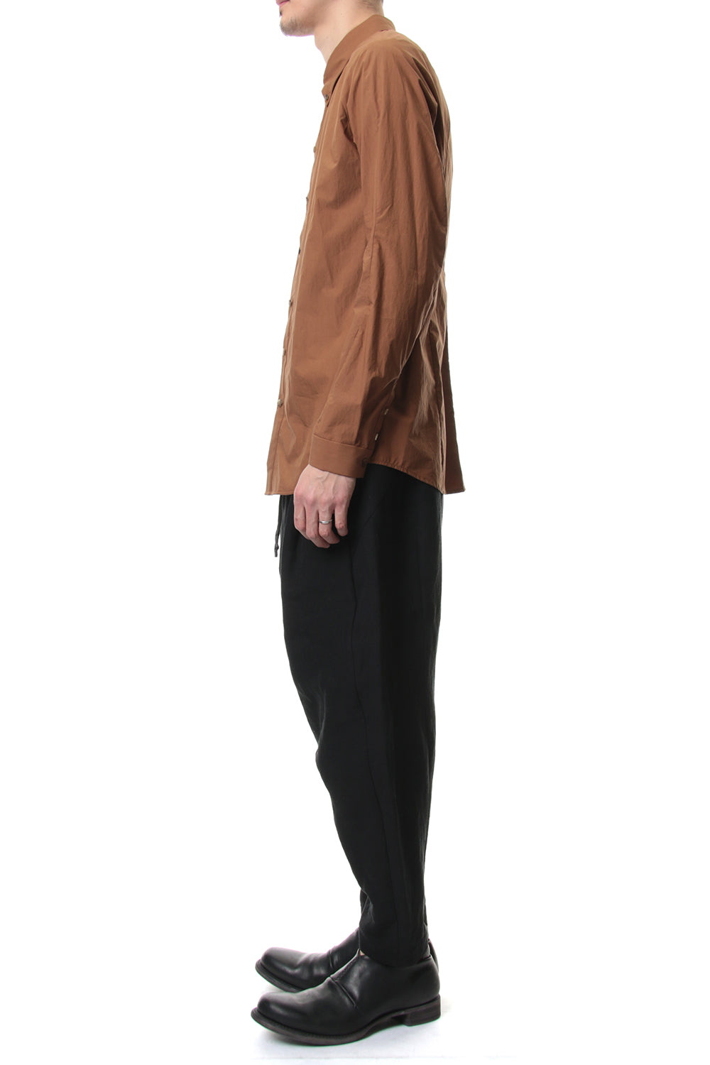Cropped Pants Silk Linen Canvas Sand Blast Finish