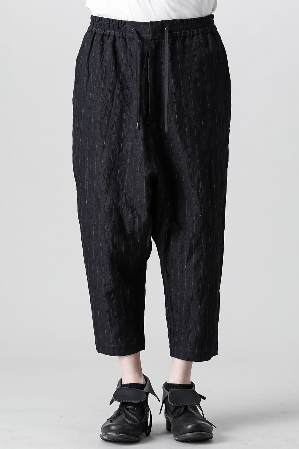 Dropcroch cropped pants cotton linen metal shrink