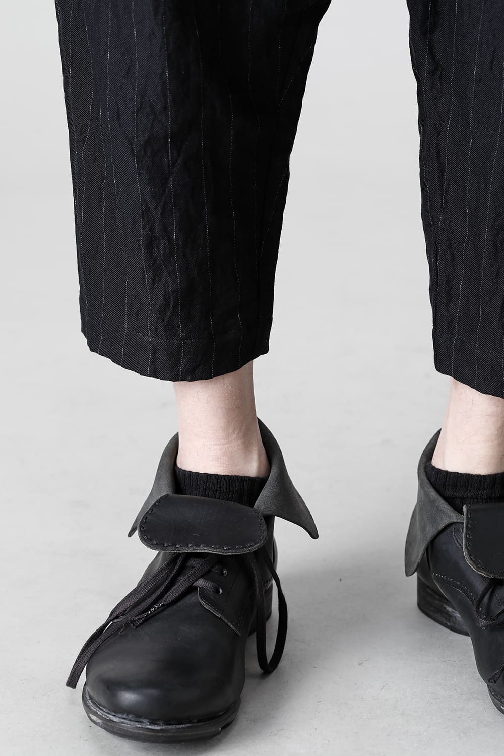 Dropcroch cropped pants cotton linen metal shrink