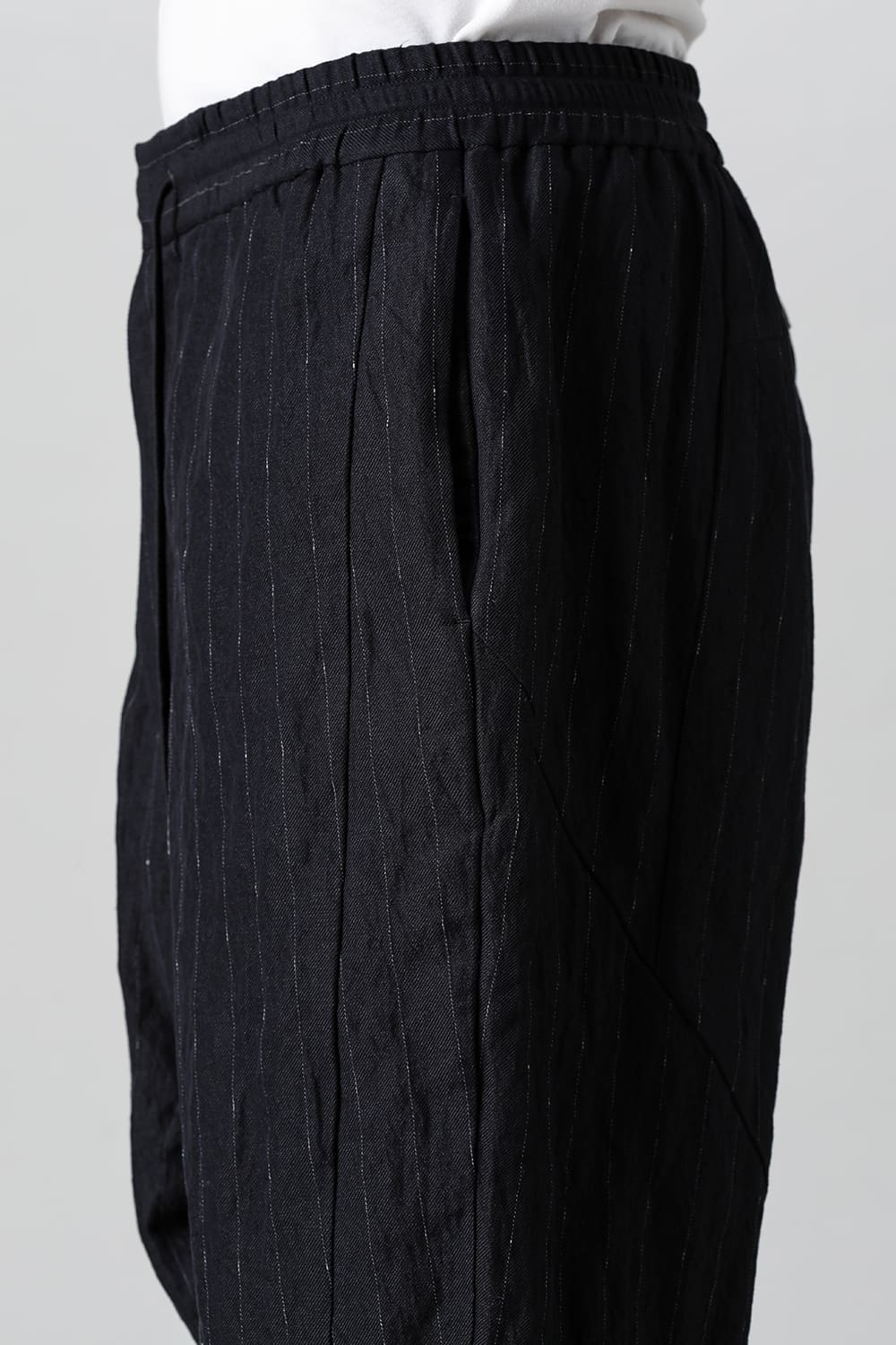 Dropcroch cropped pants cotton linen metal shrink