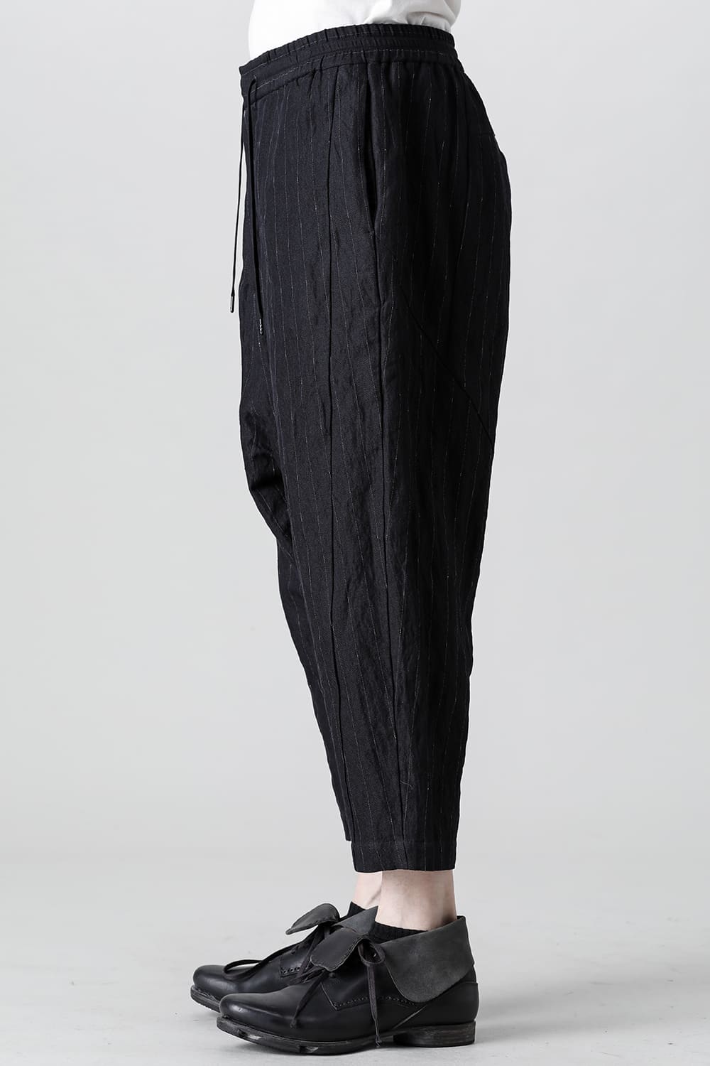 Dropcroch cropped pants cotton linen metal shrink