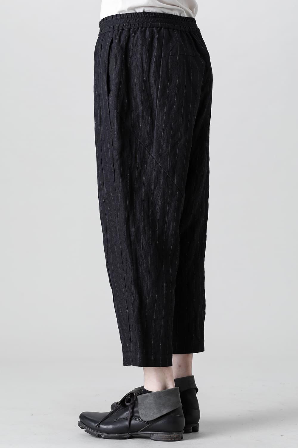 Dropcroch cropped pants cotton linen metal shrink
