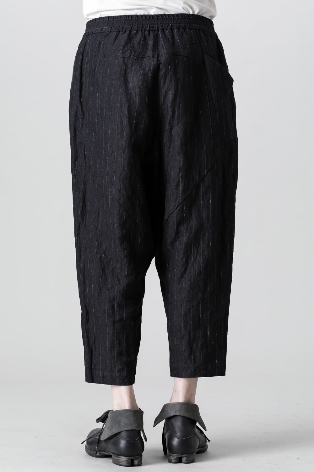 Dropcroch cropped pants cotton linen metal shrink