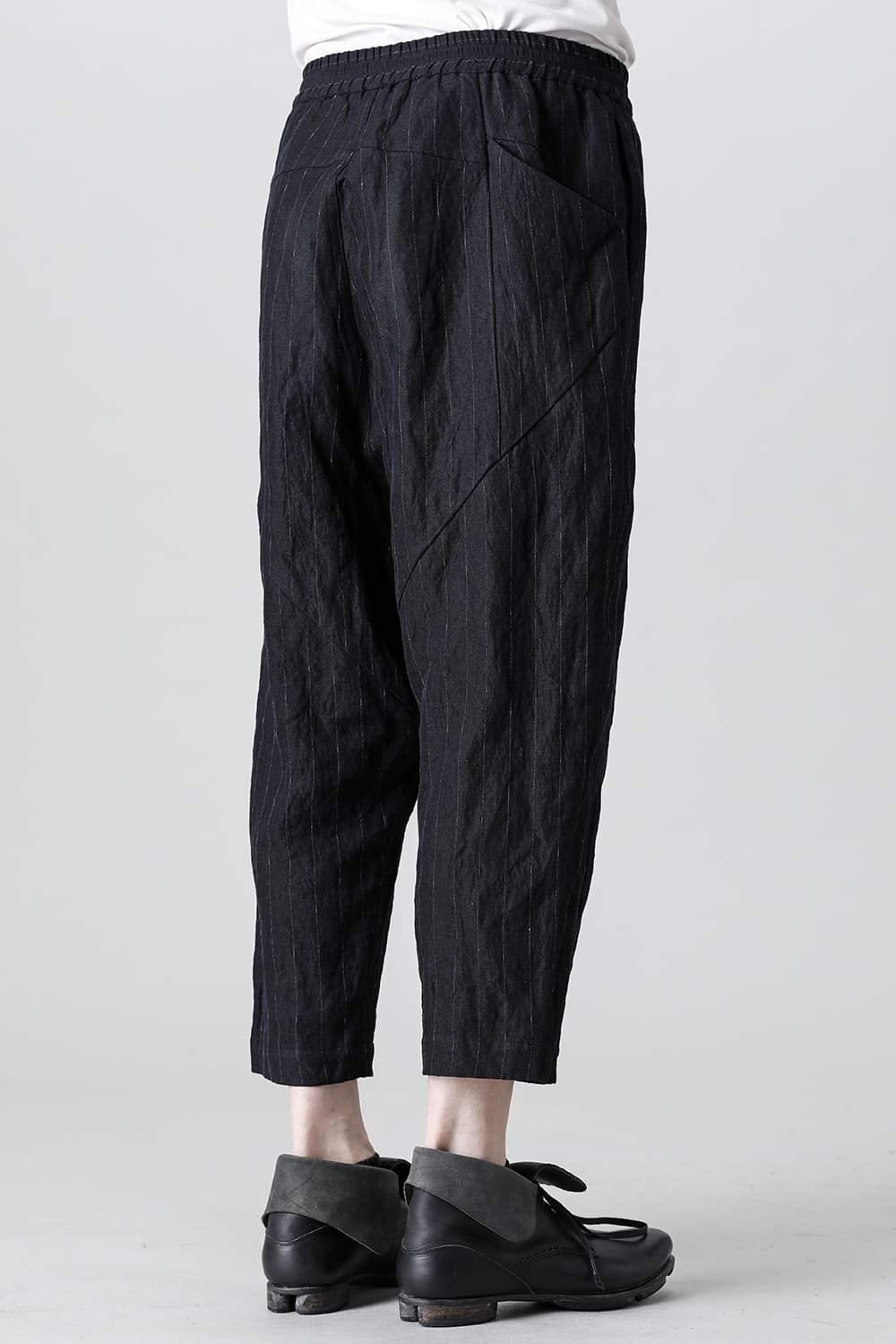 Dropcroch cropped pants cotton linen metal shrink