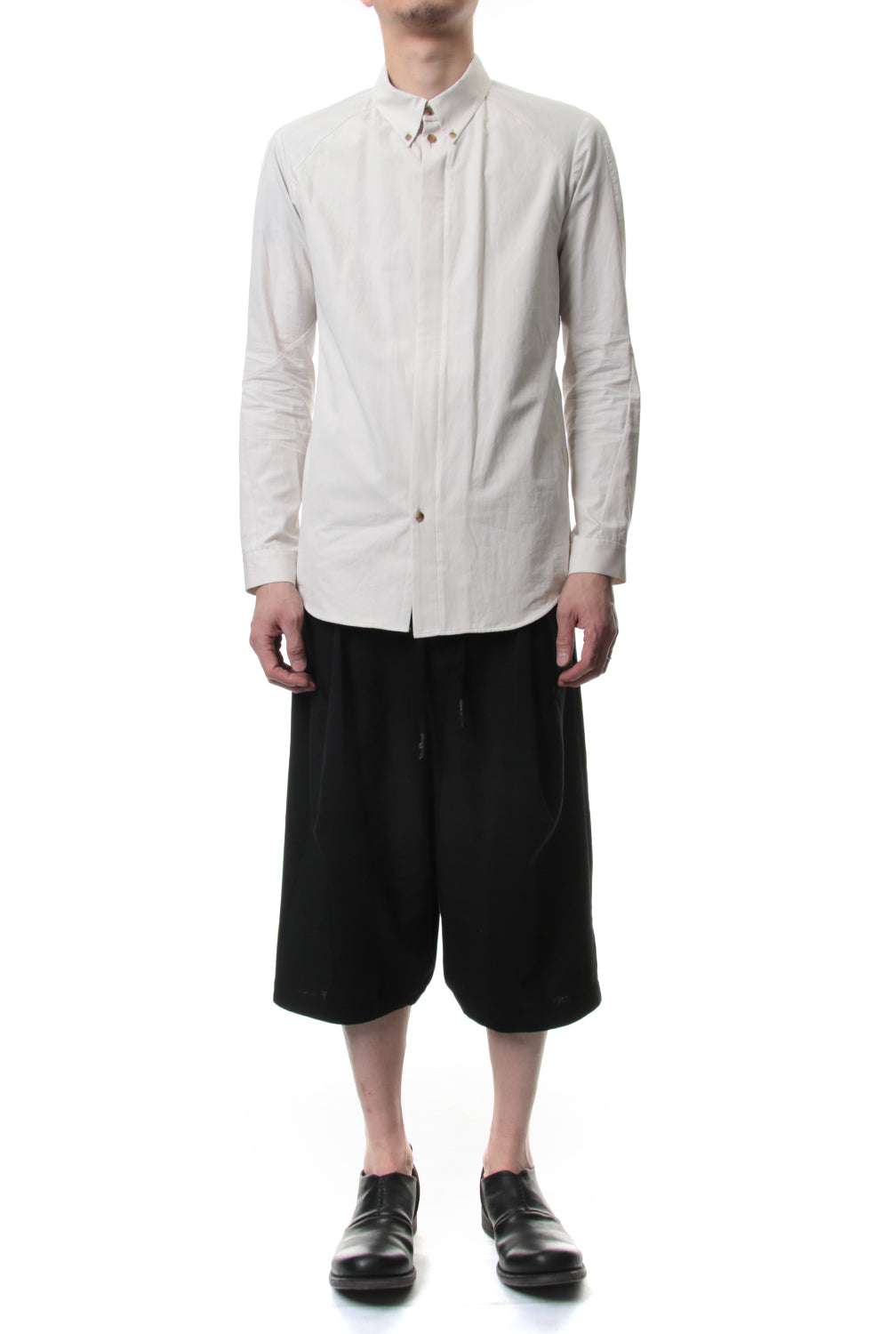 Cropped Wide Pants Cotton Linen Stripe