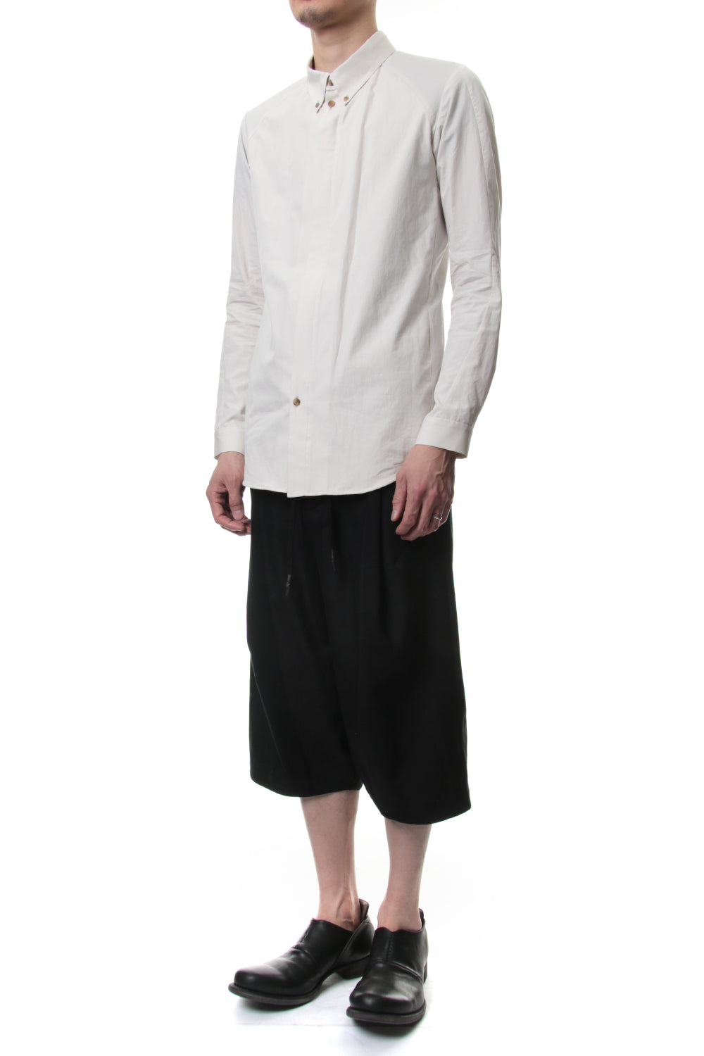 Cropped Wide Pants Cotton Linen Stripe