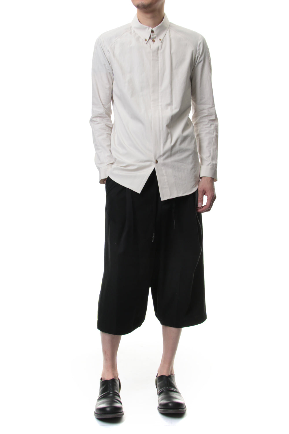 Cropped Wide Pants Cotton Linen Stripe