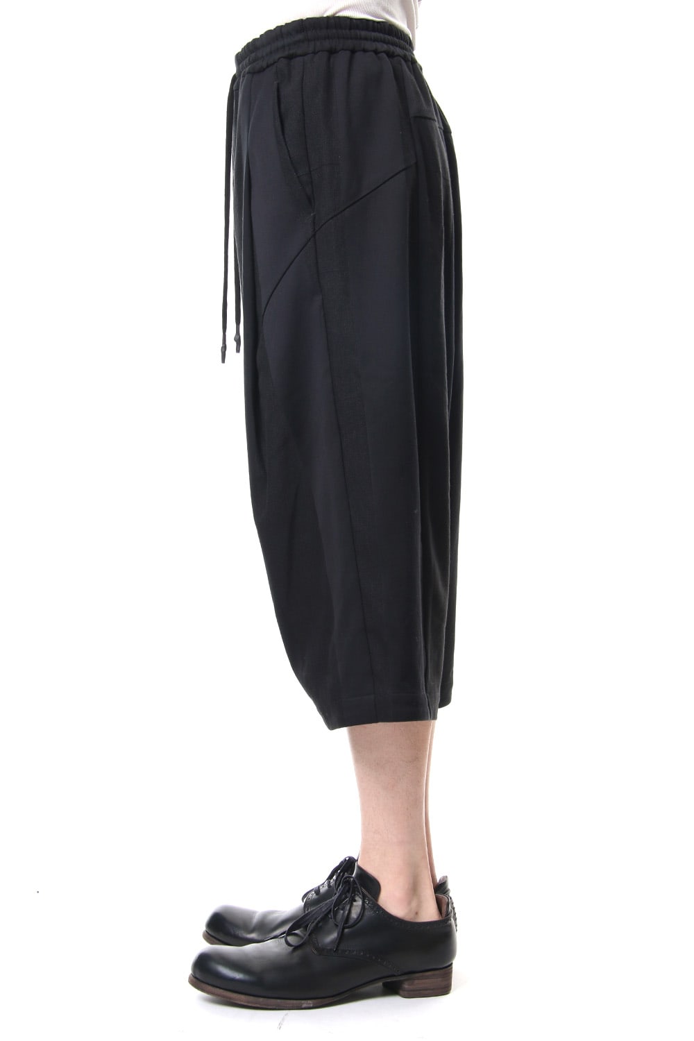 Cropped Wide Pants Cotton Linen Stripe