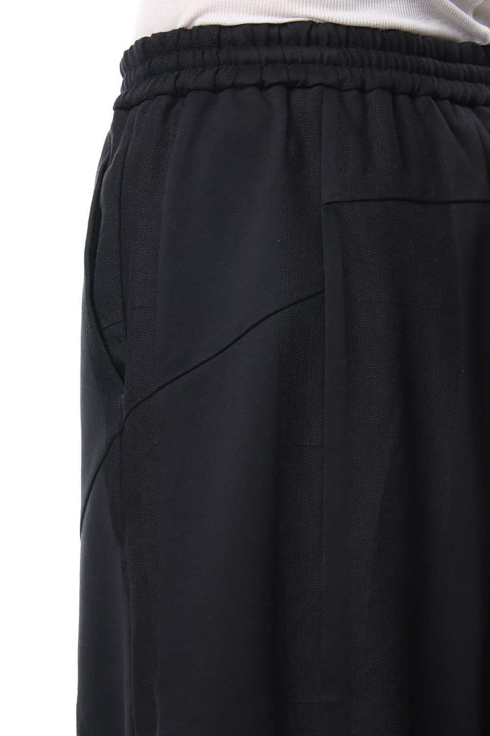 Cropped Wide Pants Cotton Linen Stripe