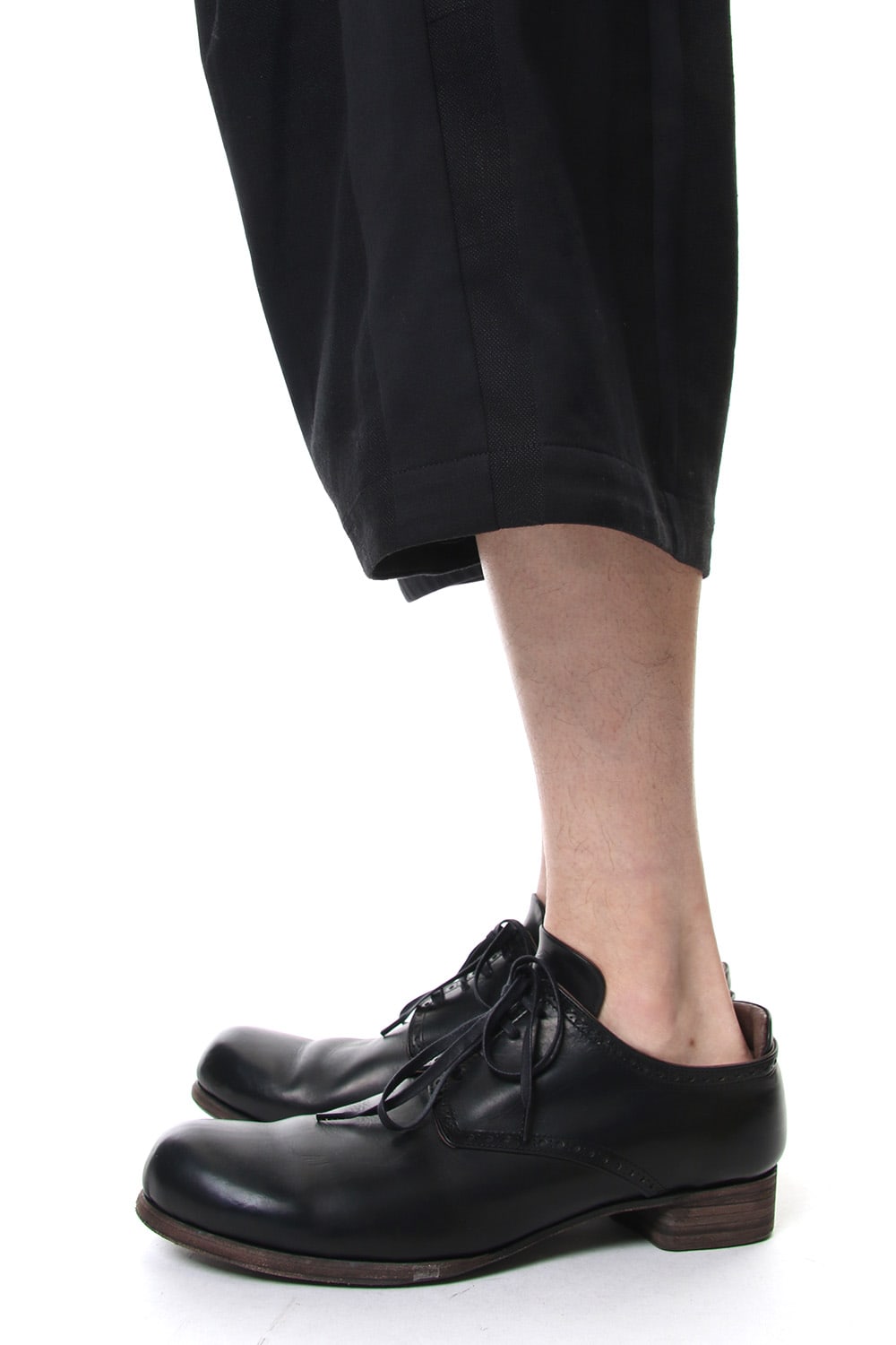 Cropped Wide Pants Cotton Linen Stripe