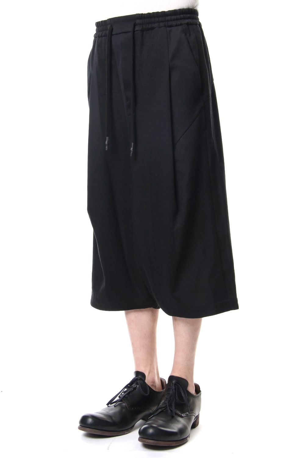 Cropped Wide Pants Cotton Linen Stripe