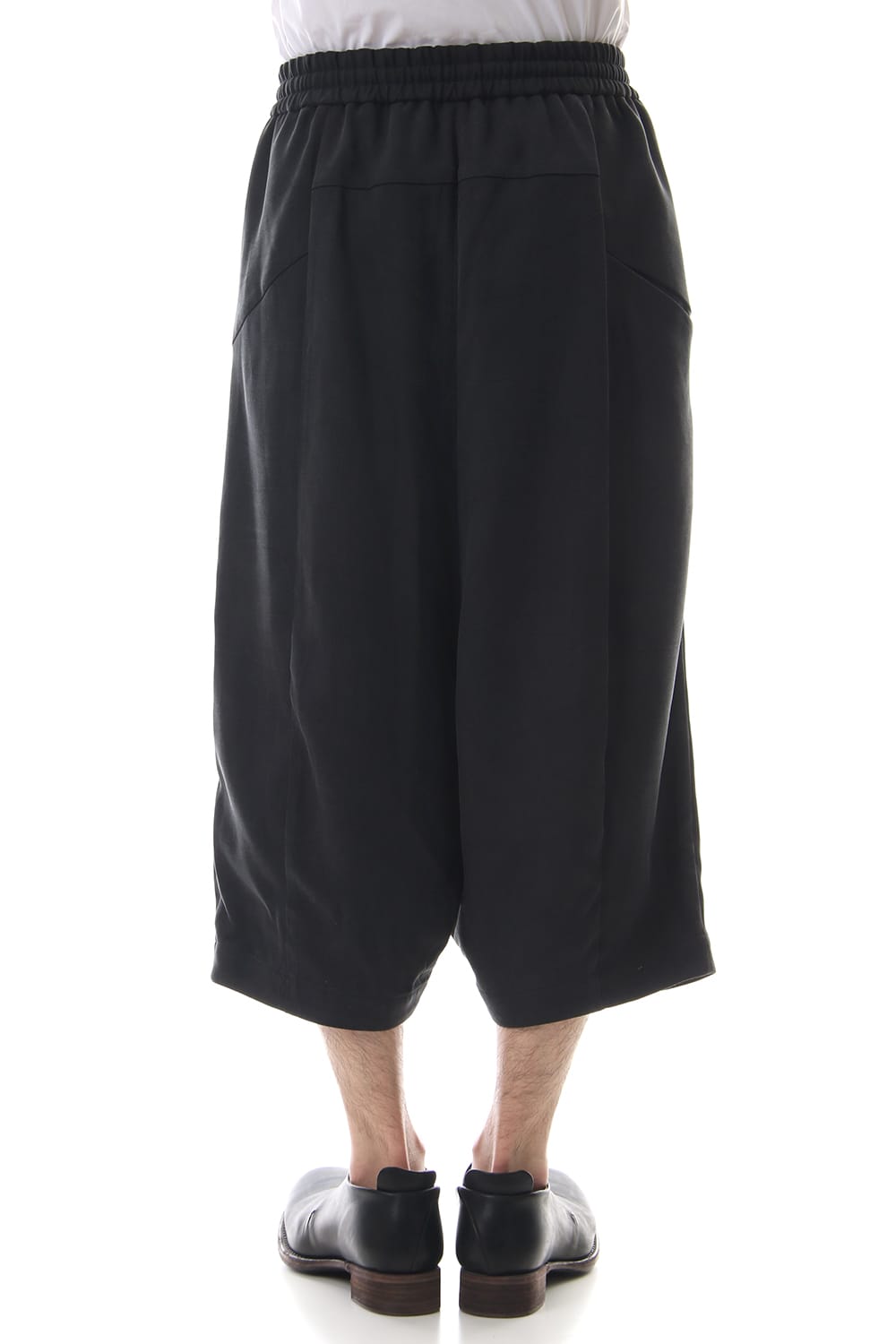 Cropped Wide Pants Silk Herringbone Sand Blast Finish - Black