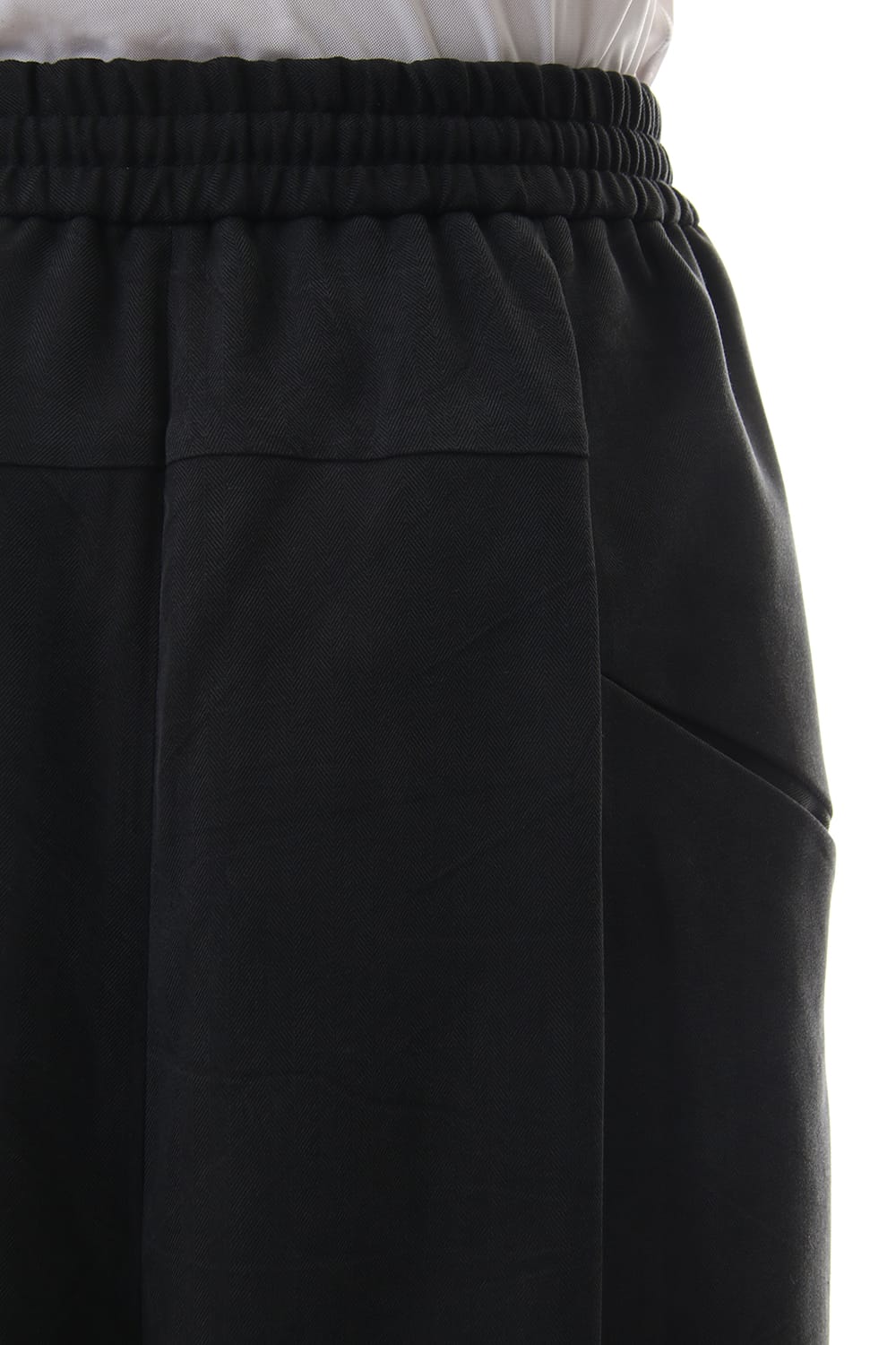 Cropped Wide Pants Silk Herringbone Sand Blast Finish - Black