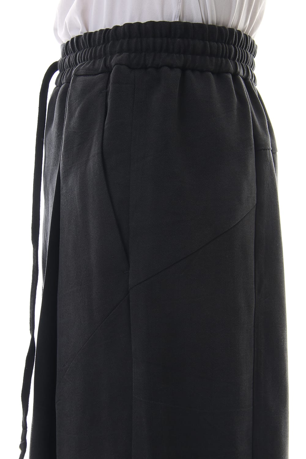 Cropped Wide Pants Silk Herringbone Sand Blast Finish - Black