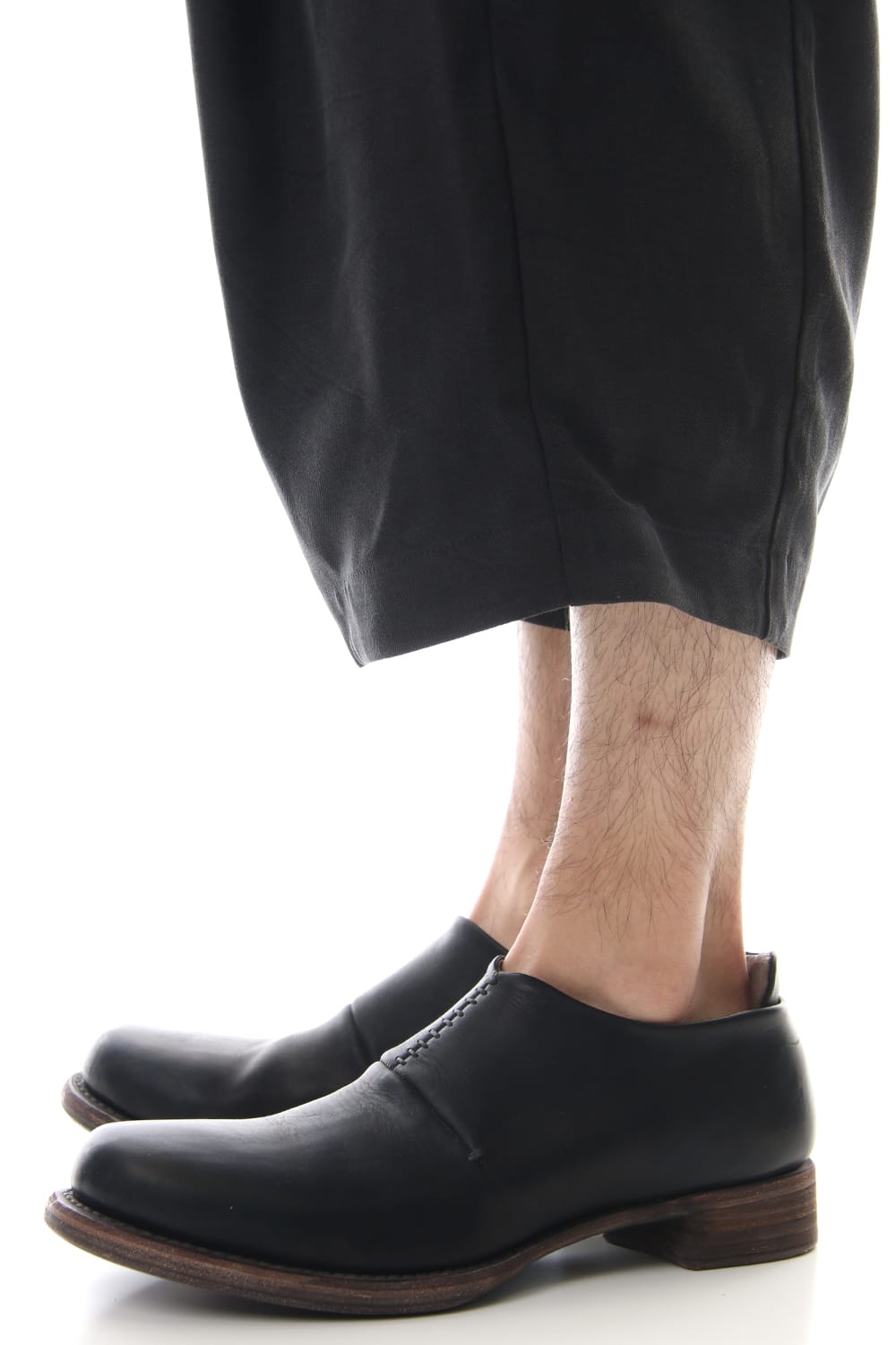 Cropped Wide Pants Silk Herringbone Sand Blast Finish - Black