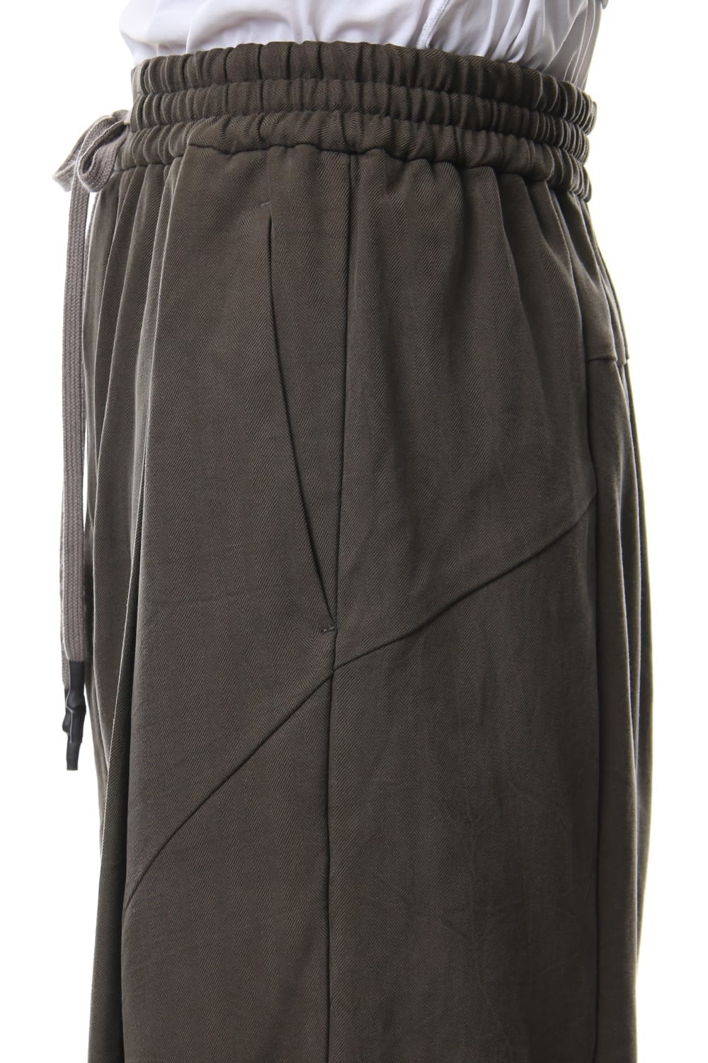 Cropped Wide Pants Silk Herringbone Sand Blast Finish - Gray