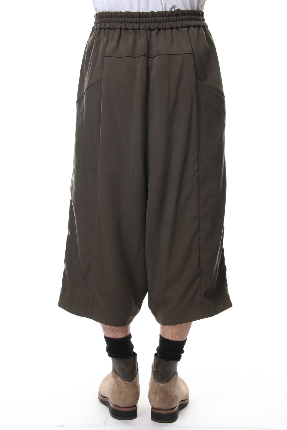 Cropped Wide Pants Silk Herringbone Sand Blast Finish - Gray