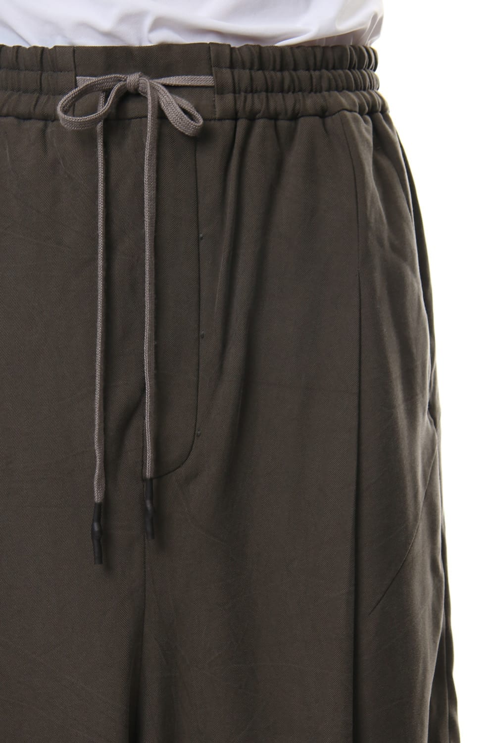 Cropped Wide Pants Silk Herringbone Sand Blast Finish - Gray