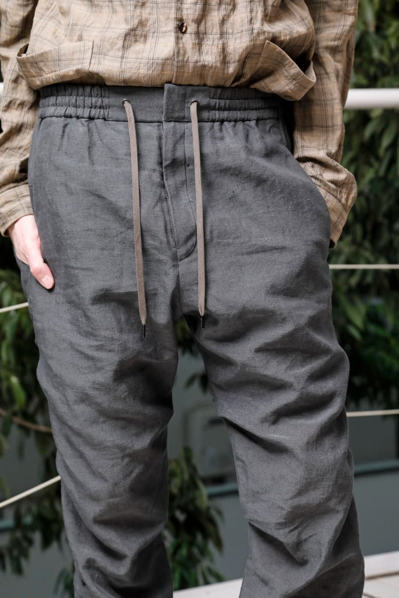 Jogger pants  Linen Blue Gray