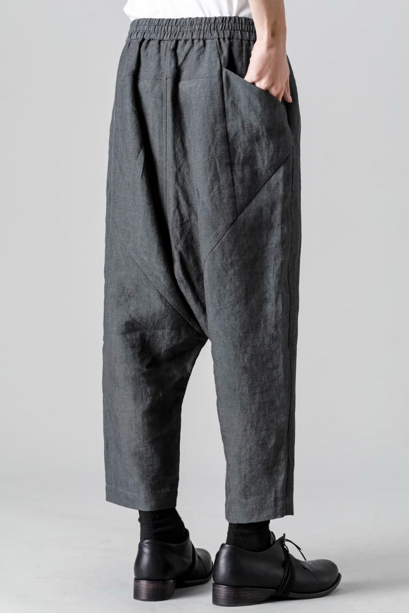 Dropcrotch cropped pants Linen Blue Gray