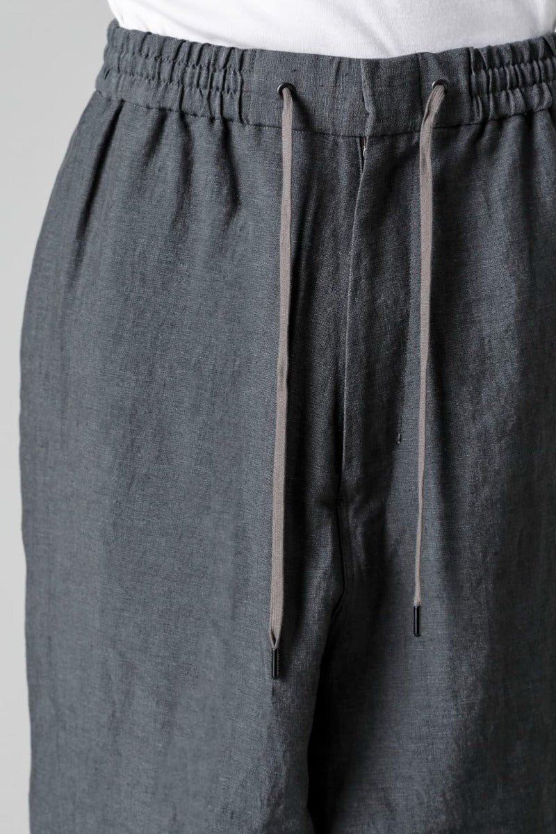 Dropcrotch cropped pants Linen Blue Gray