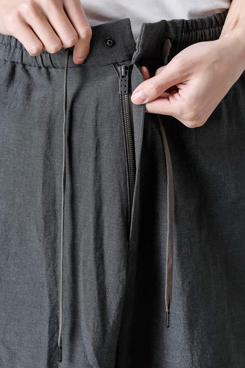 Dropcrotch cropped pants Linen Blue Gray