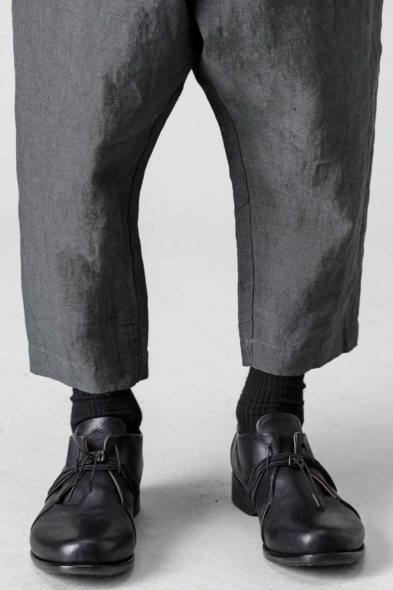 Dropcrotch cropped pants Linen Blue Gray