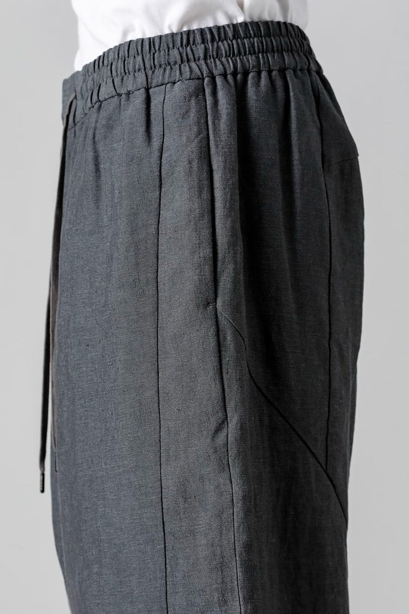 Dropcrotch cropped pants Linen Blue Gray