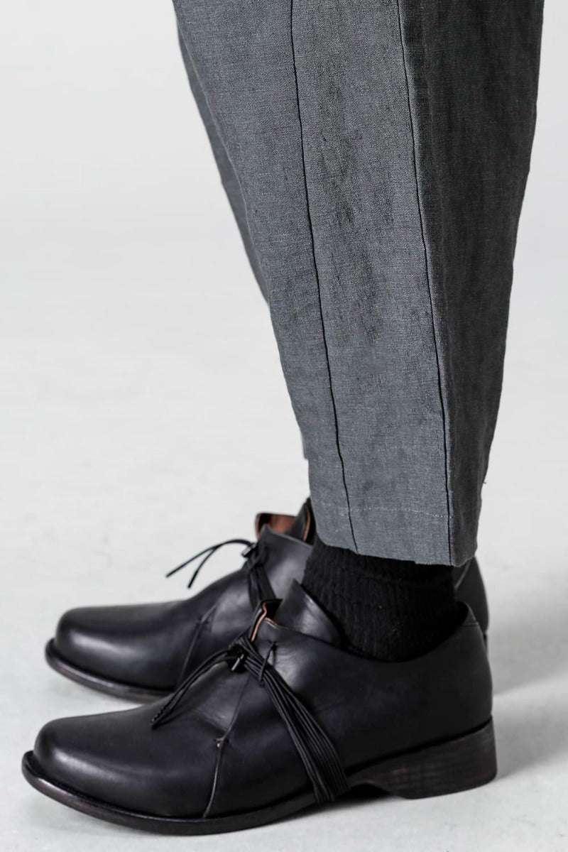 Dropcrotch cropped pants Linen Blue Gray