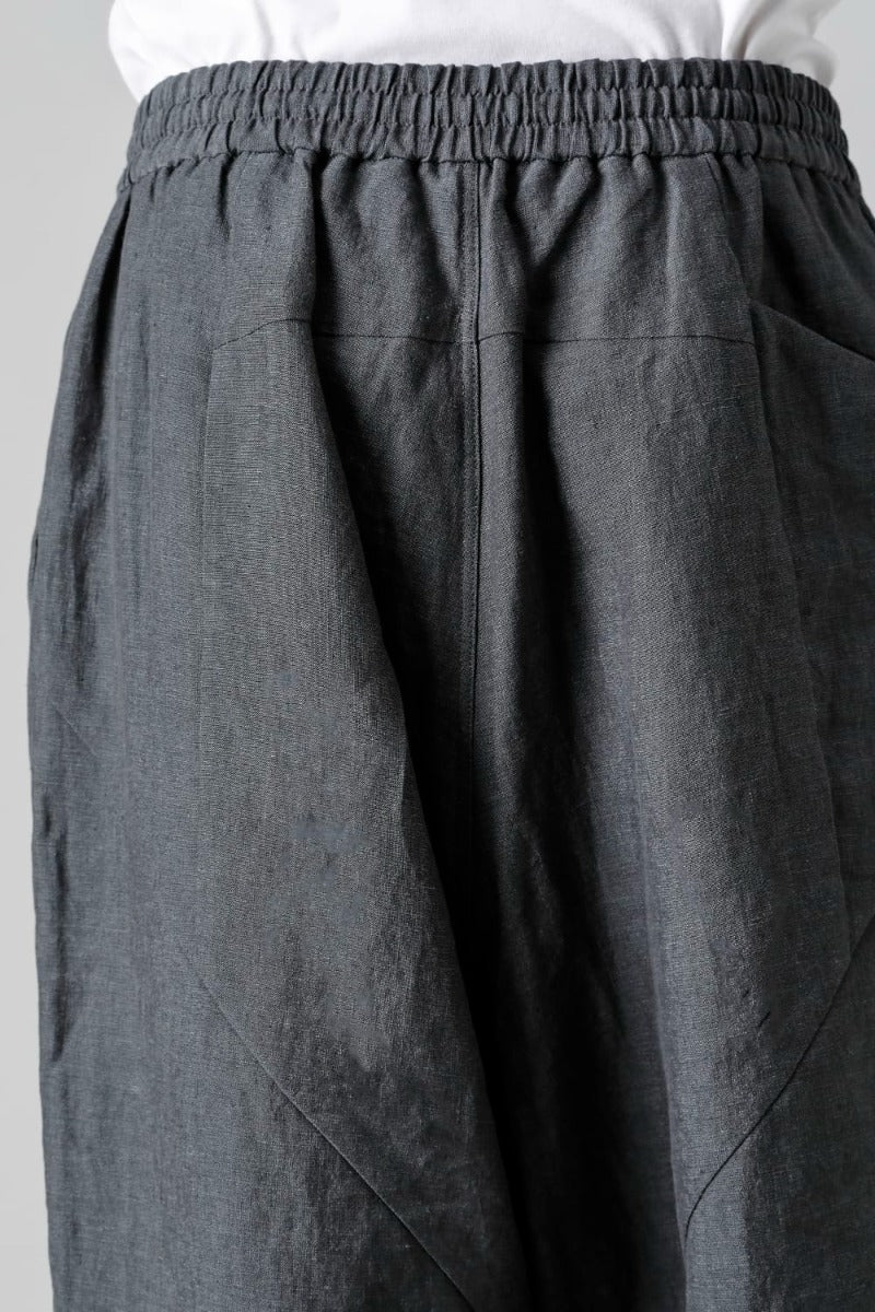 Dropcrotch cropped pants Linen Blue Gray