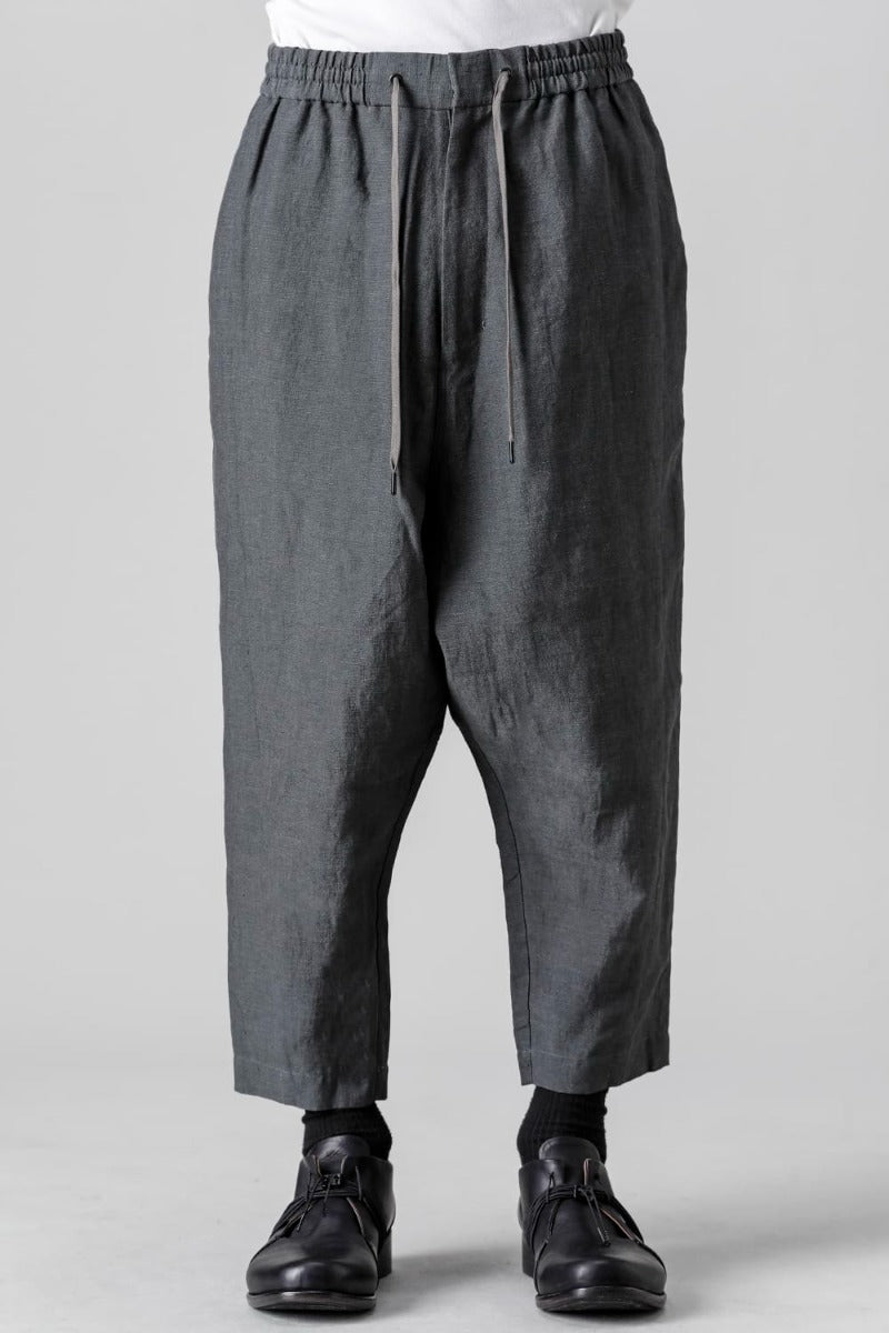 Dropcrotch cropped pants Linen Blue Gray