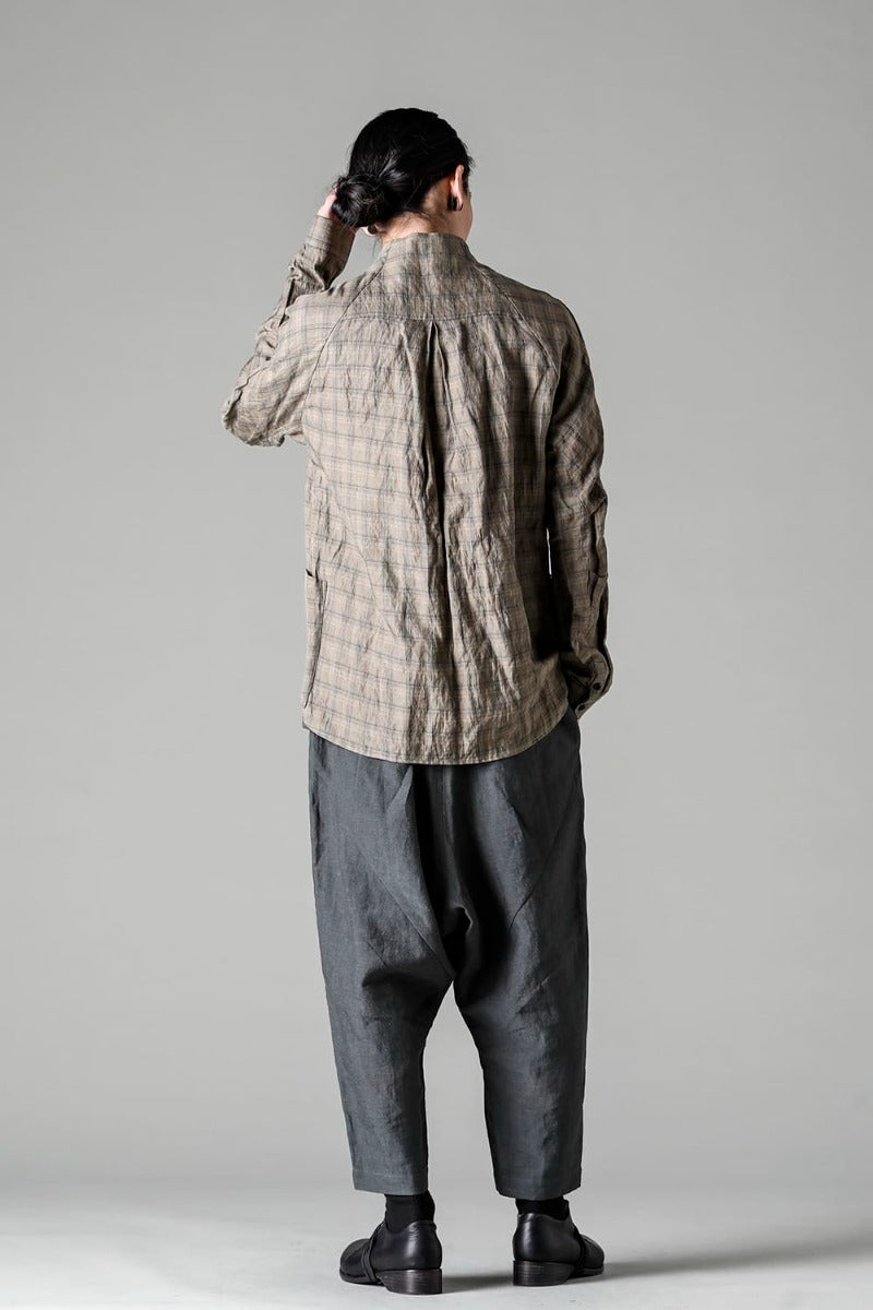 Dropcrotch cropped pants Linen Blue Gray