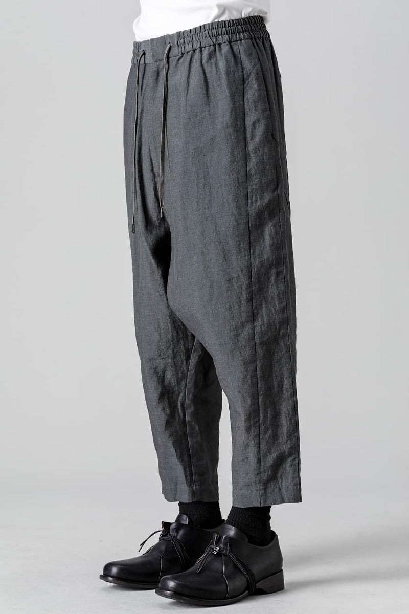 Dropcrotch cropped pants Linen Blue Gray