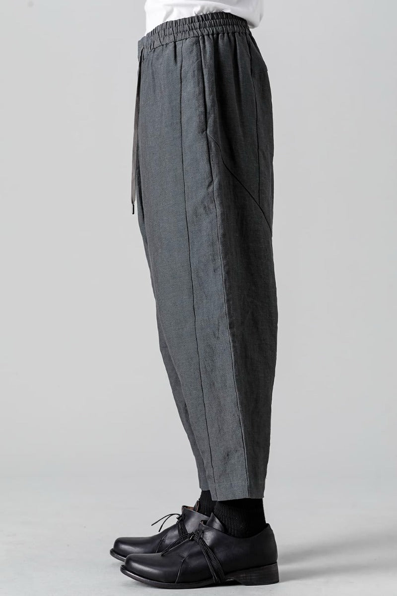 Dropcrotch cropped pants Linen Blue Gray